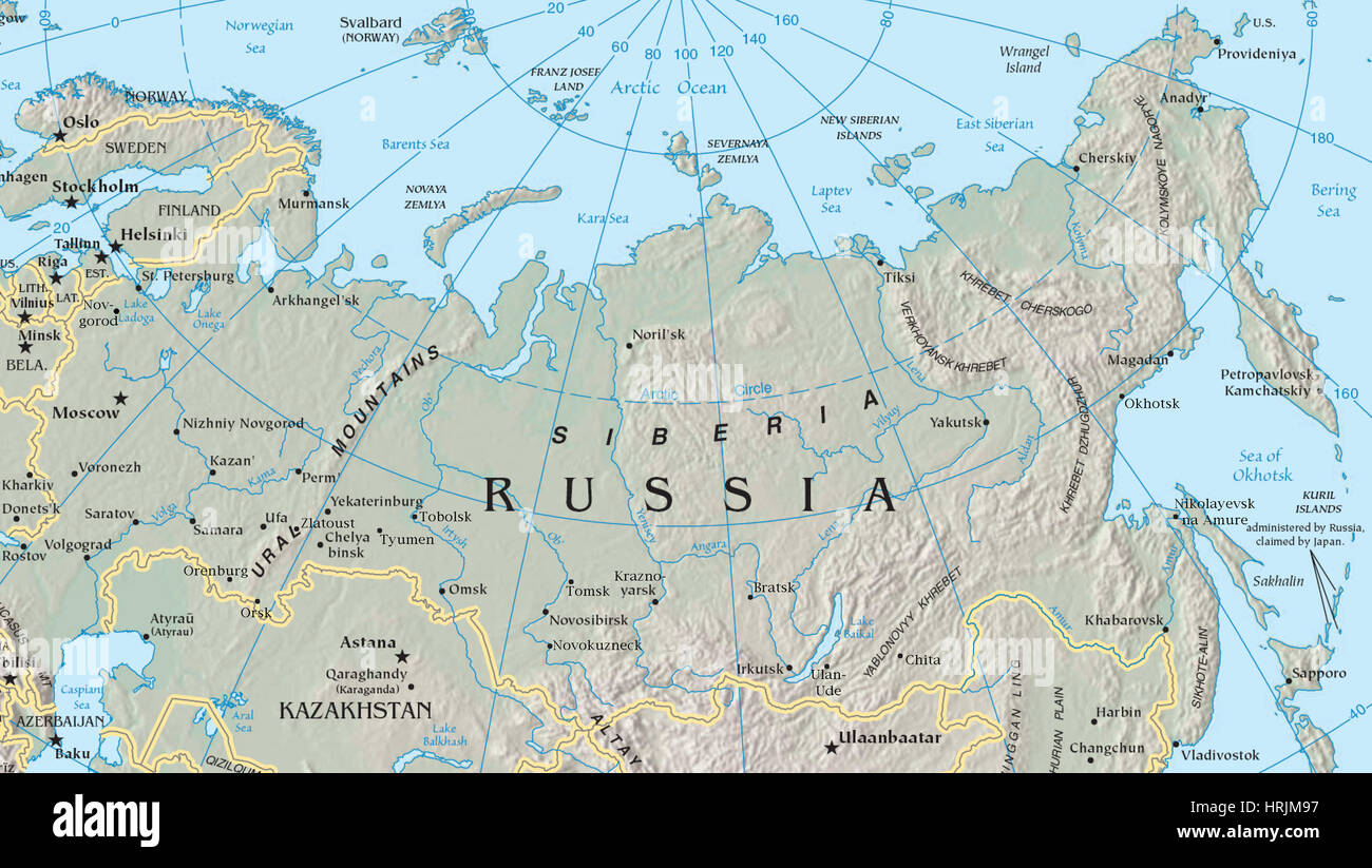 Mappa della Siberia Foto Stock