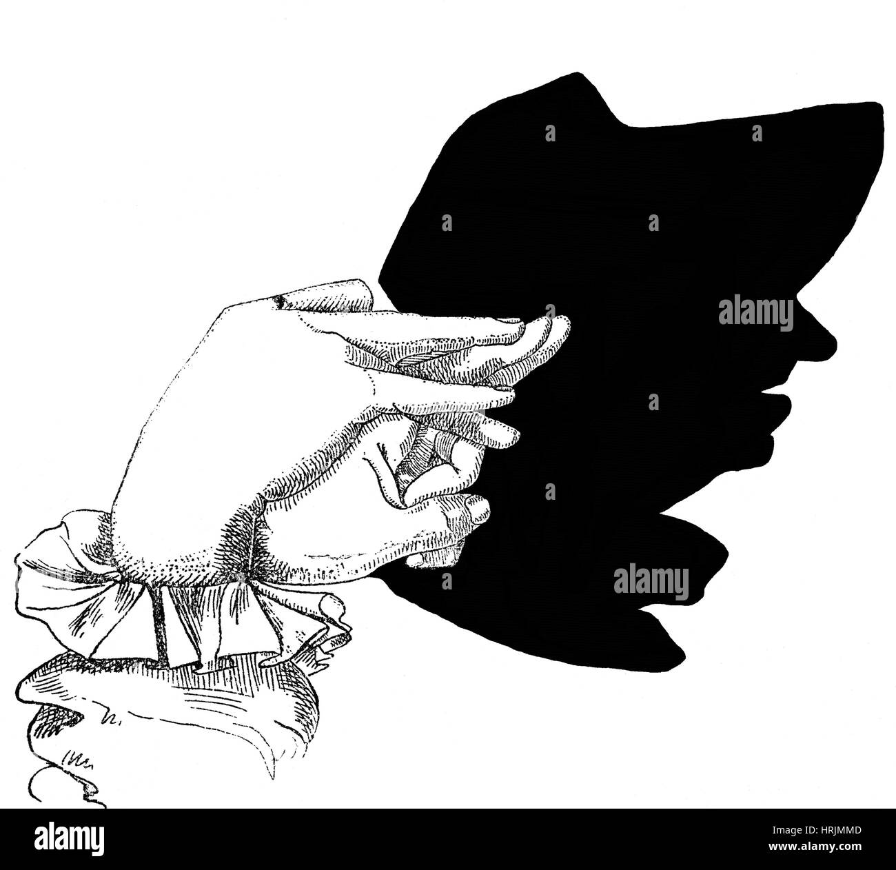 Shadowgraphy, donna che indossa il cofano Foto Stock