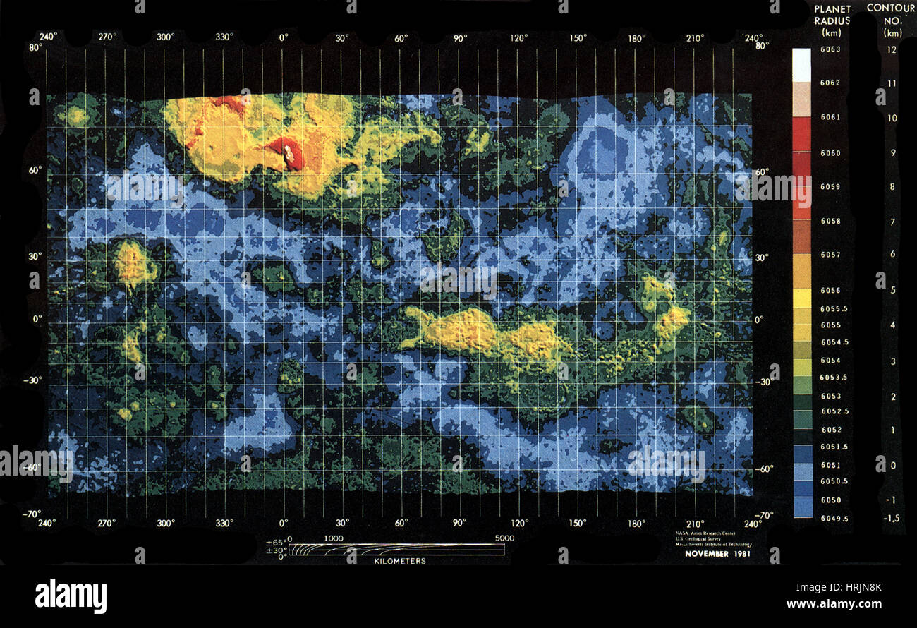 Venere, la mappa topografica, proiezione di Mercatore Foto Stock