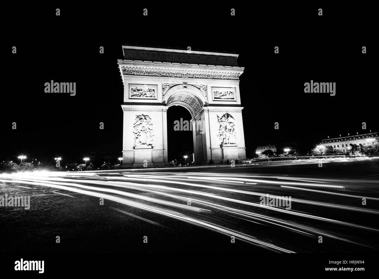 Arc de Triomphe a Parigi di notte Foto Stock
