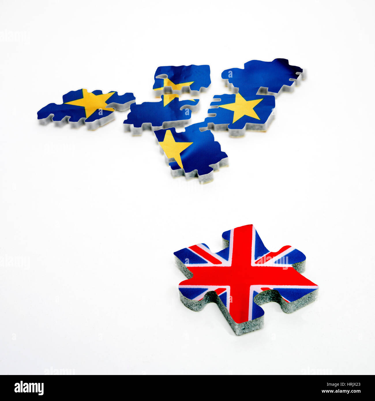 Brexit. Bandiere di Unione europea e Regno Unito Foto Stock