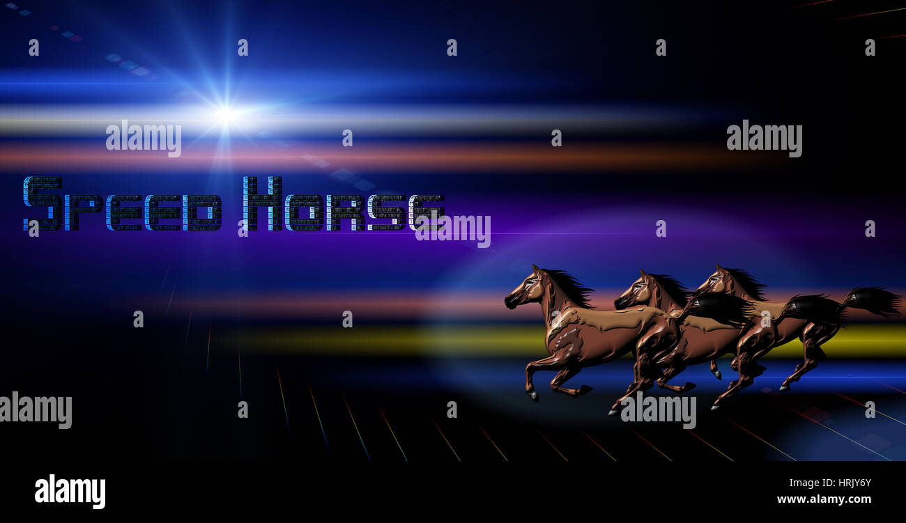 Cavallo con sfondo astratto per effetto di luce e spazio effetto con un tocco di retro'. Foto Stock