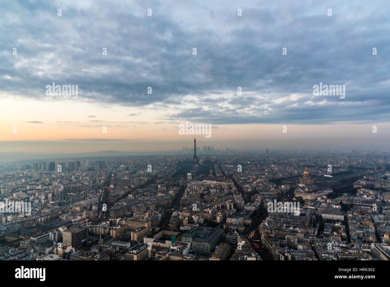 Vista panoramica di Parigi dalla Torre di Montparnasse Foto Stock