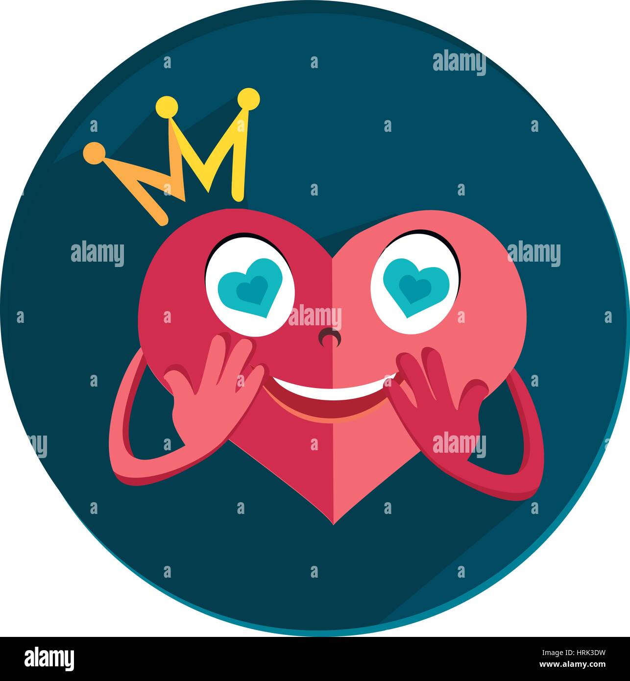 Il cuore pieno di amore, con una corona sulla sua testa Illustrazione Vettoriale