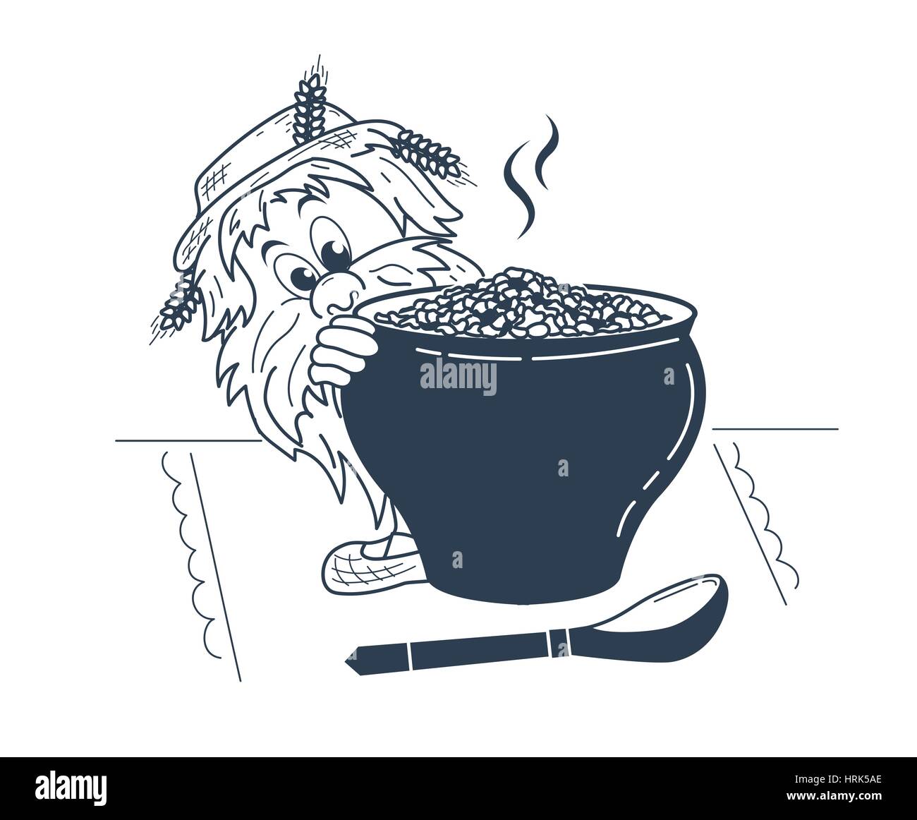 Sagome di case vicino il vasetto di crema di farina e di latte Illustrazione Vettoriale