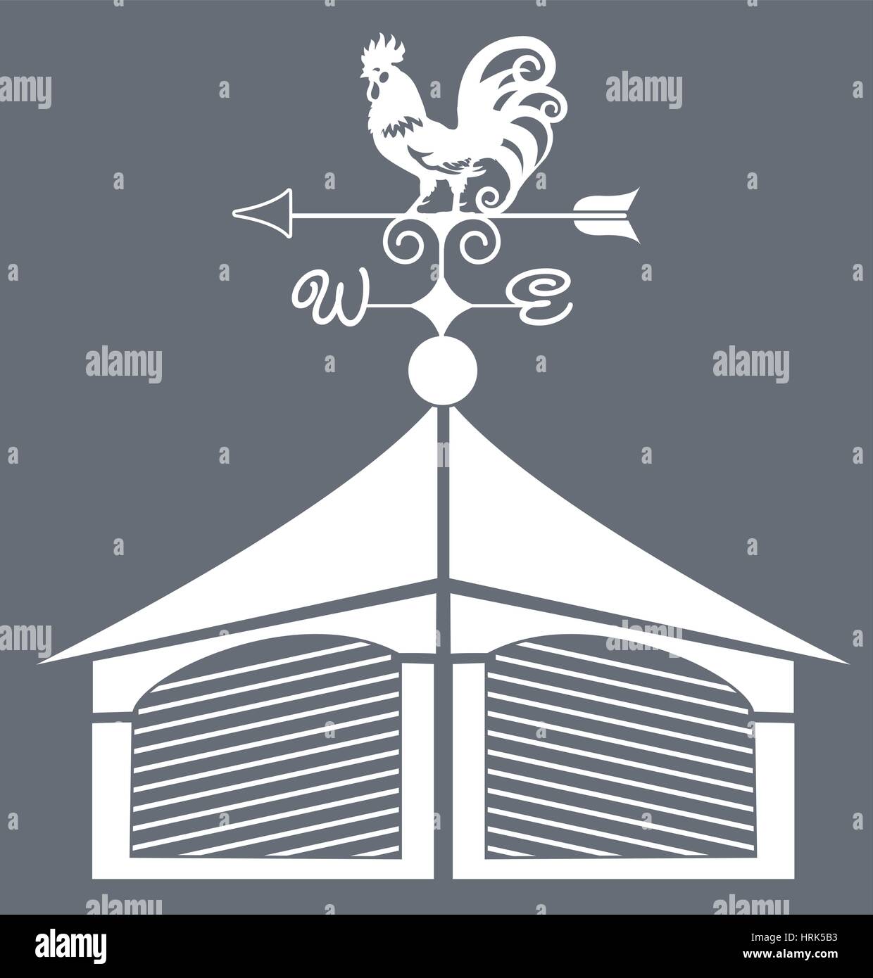 Banderuola rooster. Illustrazione Vettoriale. in bianco e nero silhouette Illustrazione Vettoriale