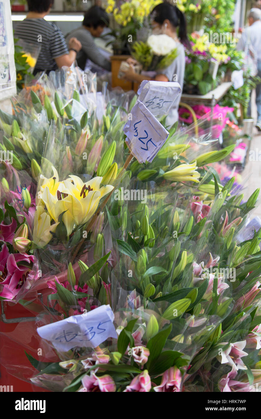 Il mercato dei fiori, Mongkok, Kowloon, Hong Kong Foto Stock