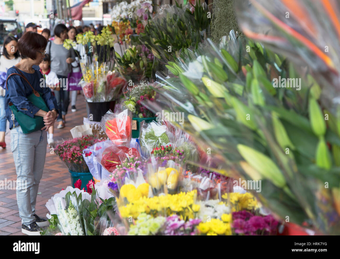 Il mercato dei fiori, Mongkok, Kowloon, Hong Kong Foto Stock