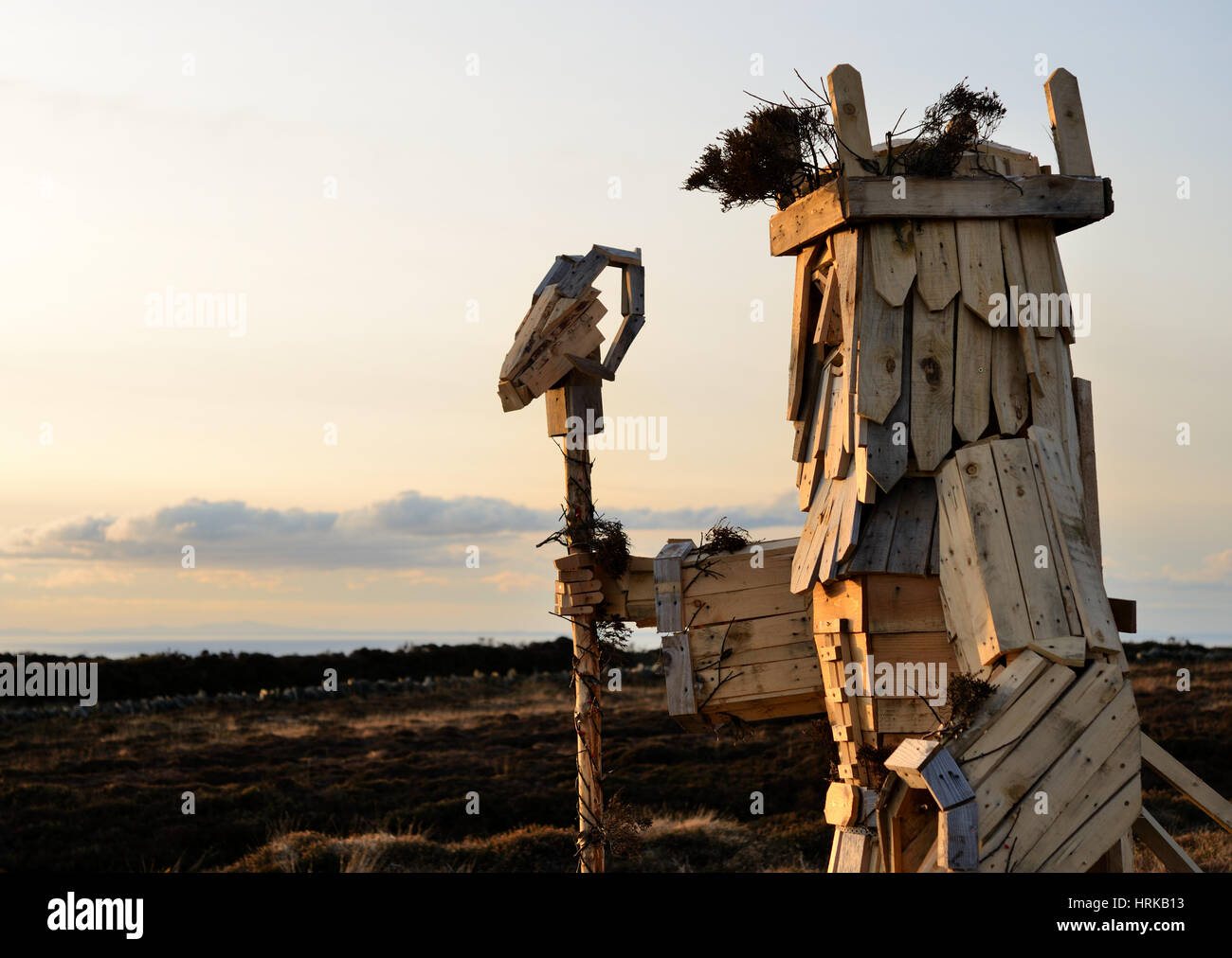 L'Holly re statua in legno a sud Barrule Foto Stock