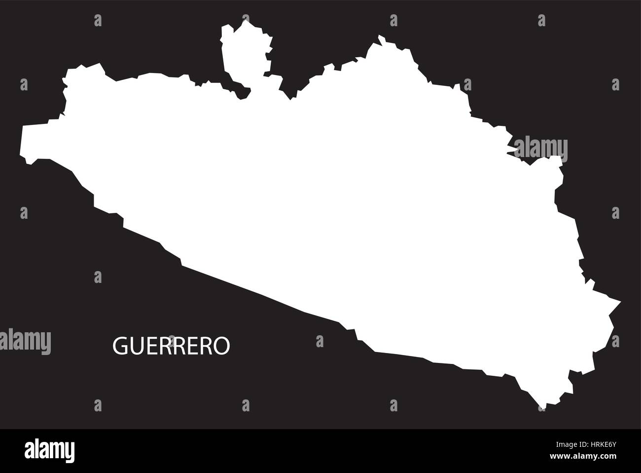 Guerrero Messico Mappa black silhouette invertito Illustrazione Vettoriale