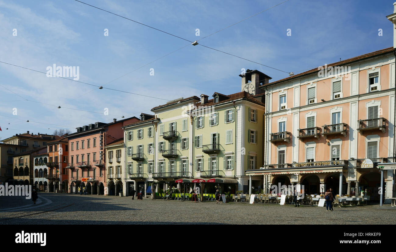 Piazza Grande città, Locarno, Ticino, Svizzera Foto Stock
