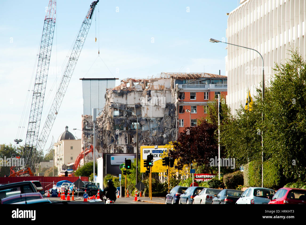 CHRISTCHURCH, Nuova Zelanda - 25 Marzo 2011: città chiusa dopo il terremoto di Christchurch del febbraio 2011 Foto Stock