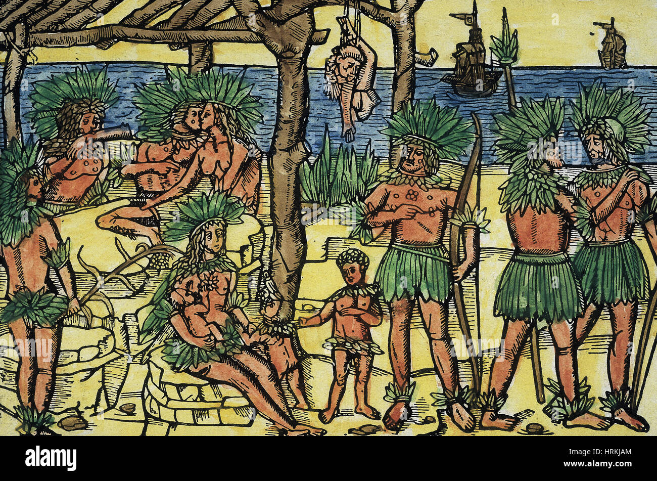Pellerossa come cannibali, 1494 Foto Stock