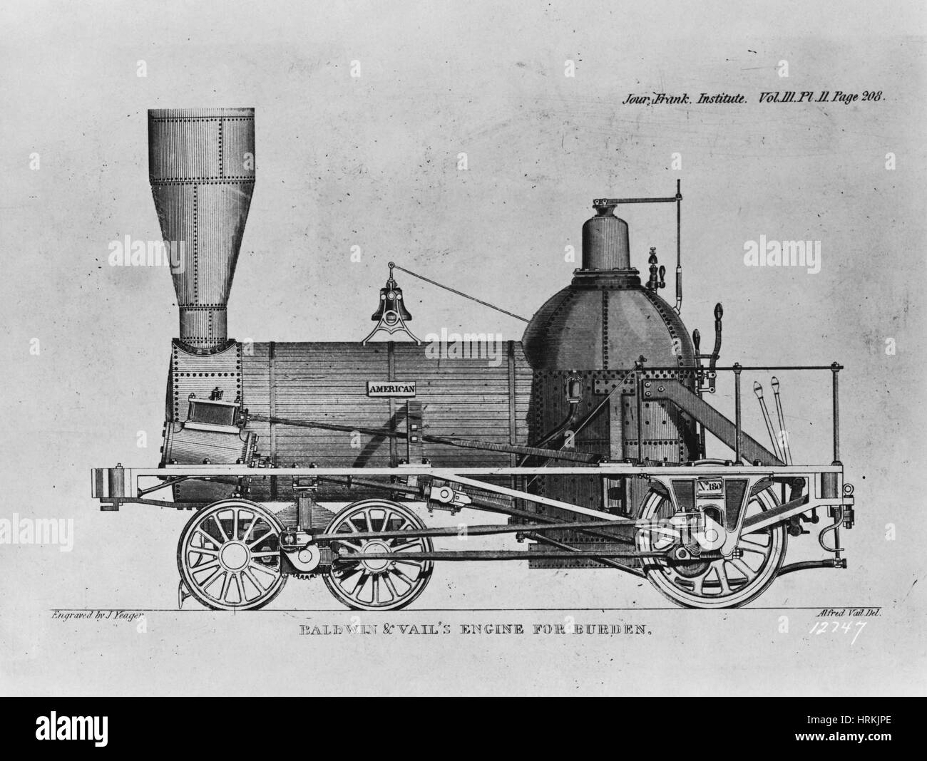 Baldwin locomotiva a vapore, 1841 Foto Stock