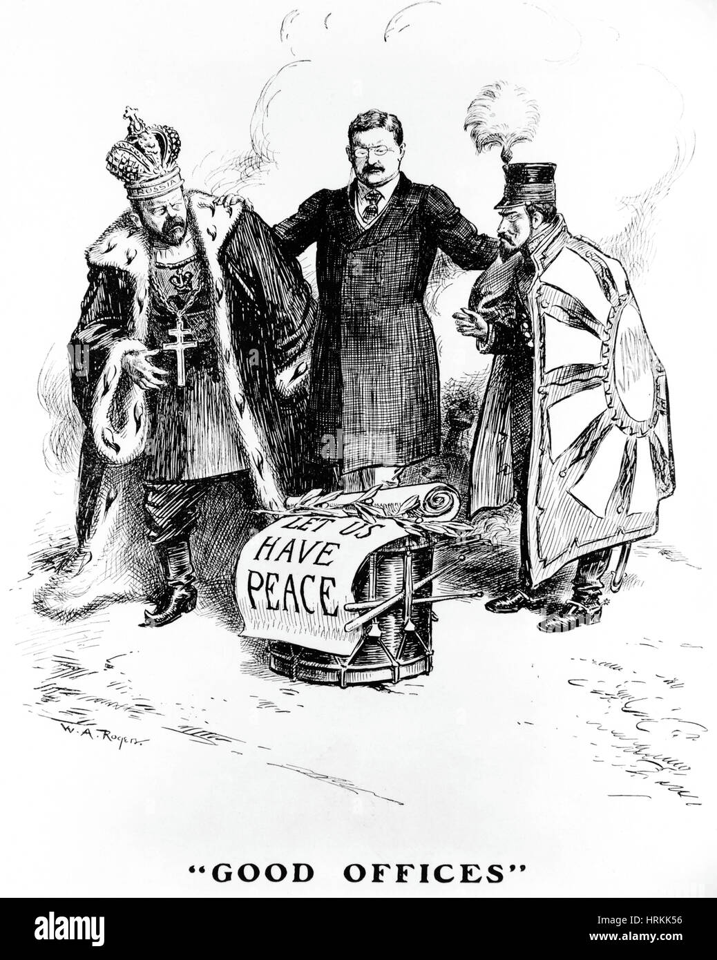 Roosevelt mediare la guerra Russo-Giapponese, 1905 Foto Stock