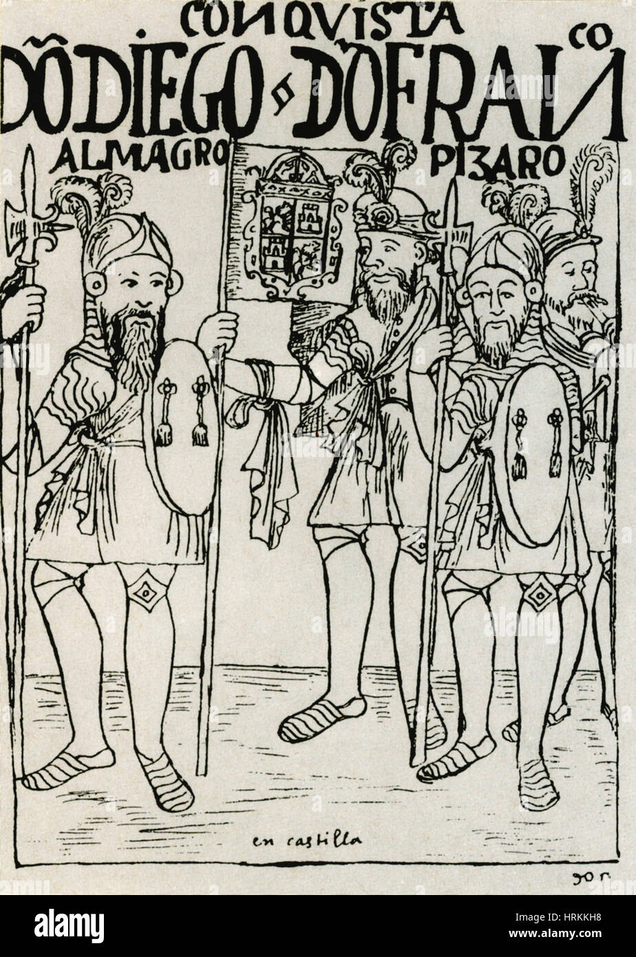 Francisco Pizarro raccolta reclute, XVI secolo Foto Stock
