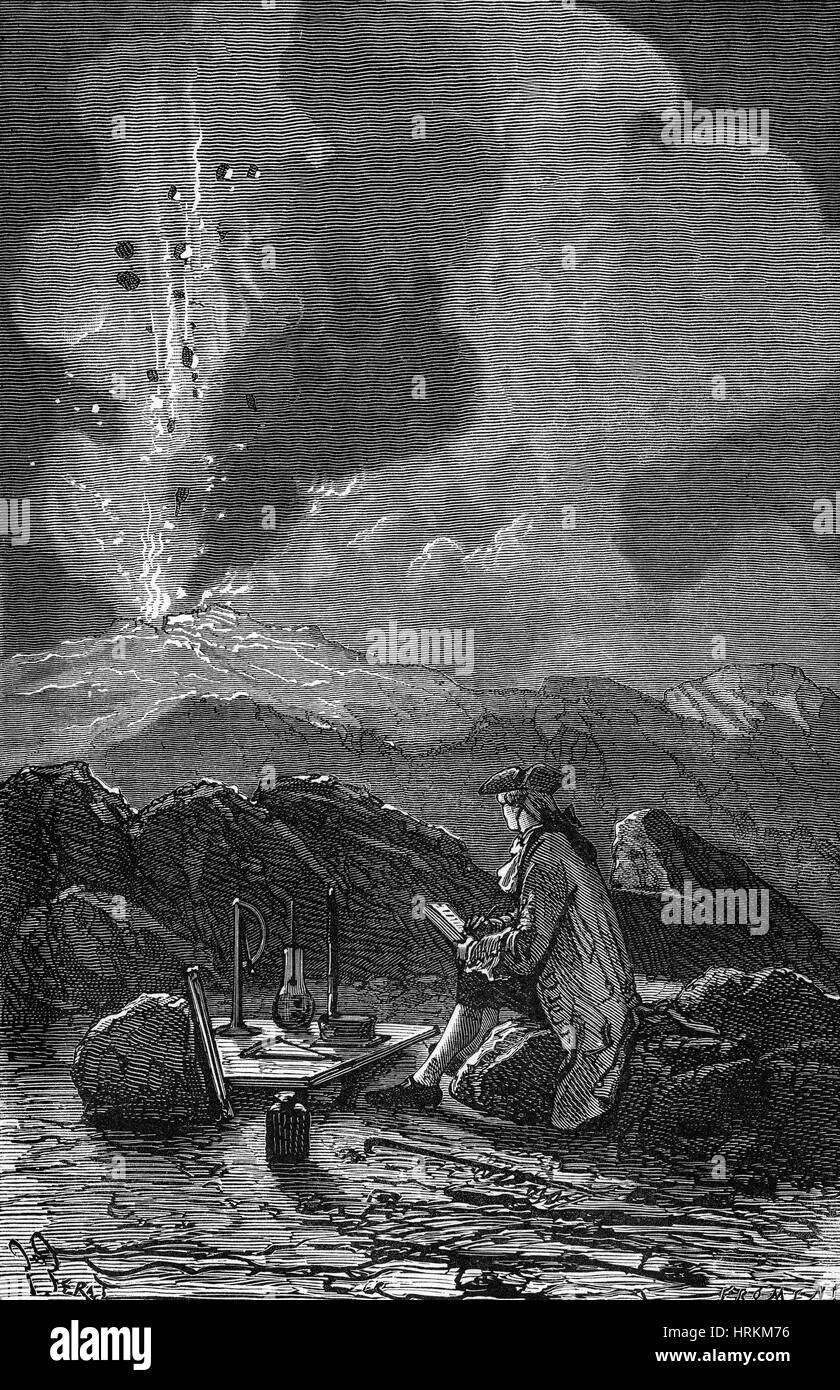 Lazzaro Spallanzani osservando il Monte Etna, 1790 Foto Stock