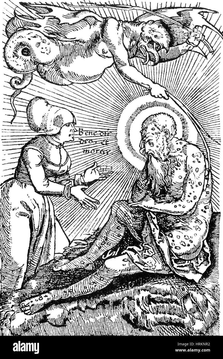 Demone della Peste del XVI secolo Foto Stock