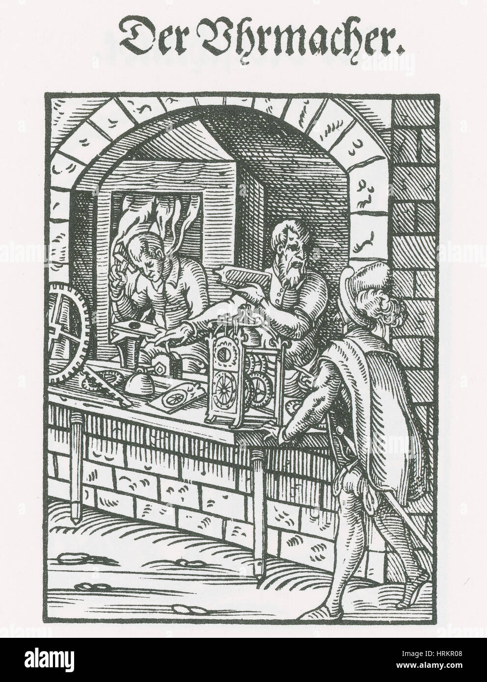 Orologiaio, Tradesman medievale Foto Stock