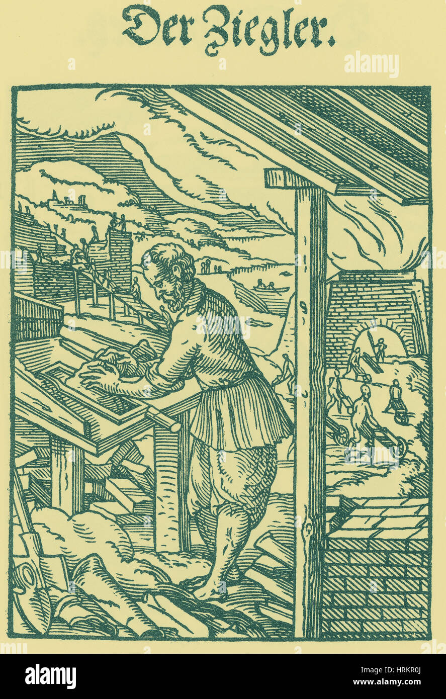Mattone Maker, Medievale Tradesman Foto Stock