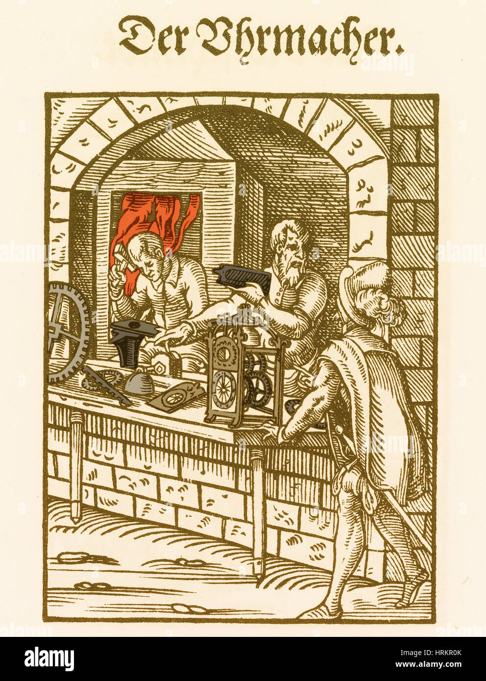 Orologiaio, Tradesman medievale Foto Stock