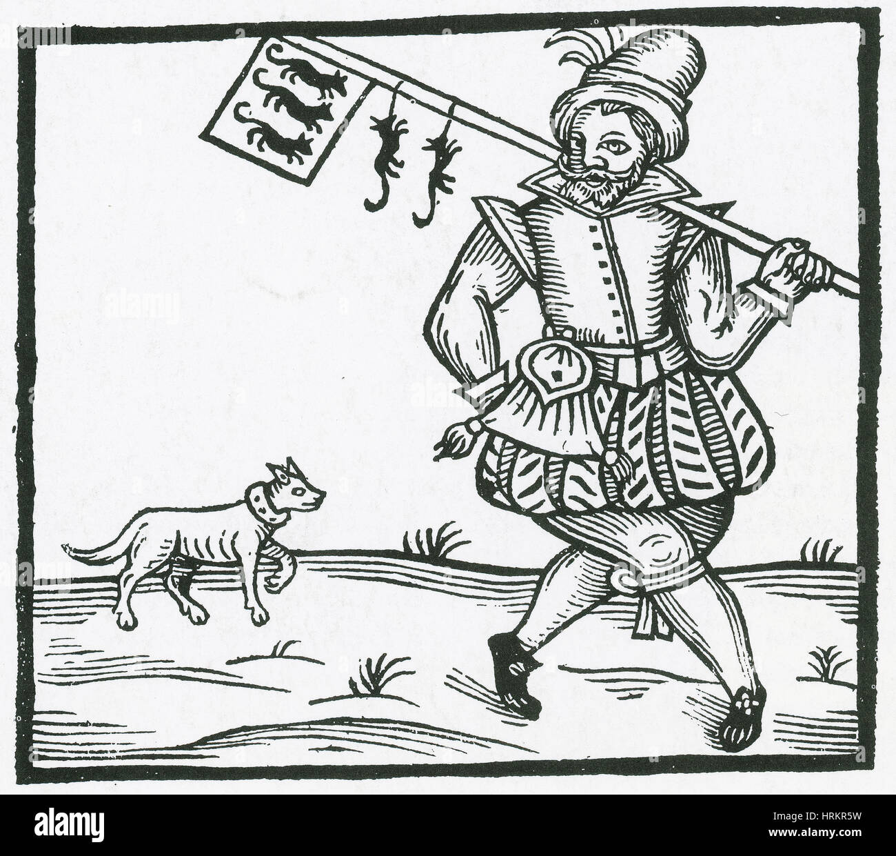 Rat Catcher, Medievale Tradesman Foto Stock