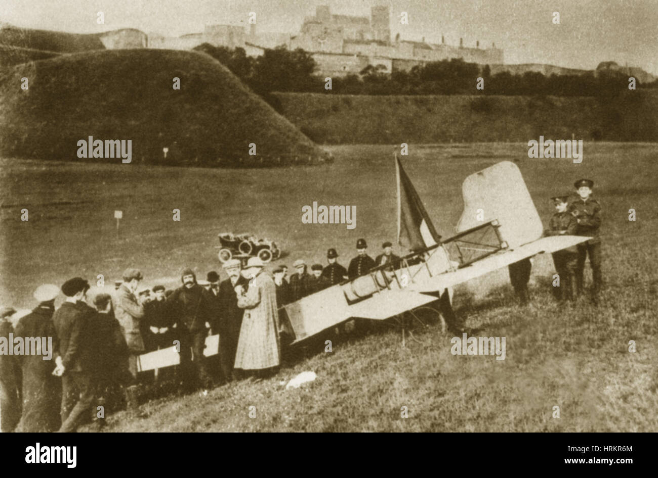 BlÌ©riot sbarca in Inghilterra, 1909 Foto Stock
