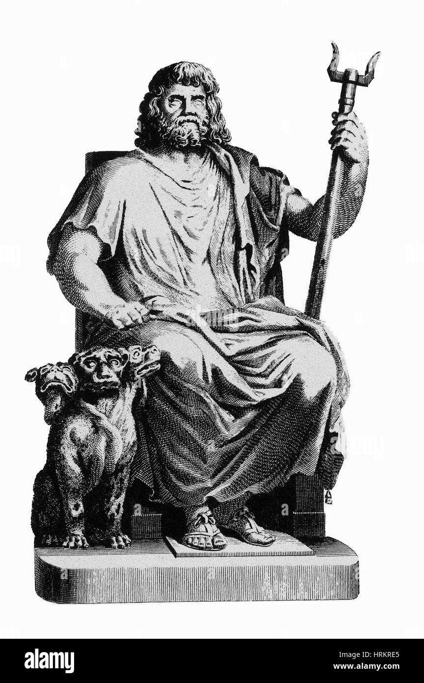 Plutone, Dio romano degli inferi con Cerberus Foto Stock