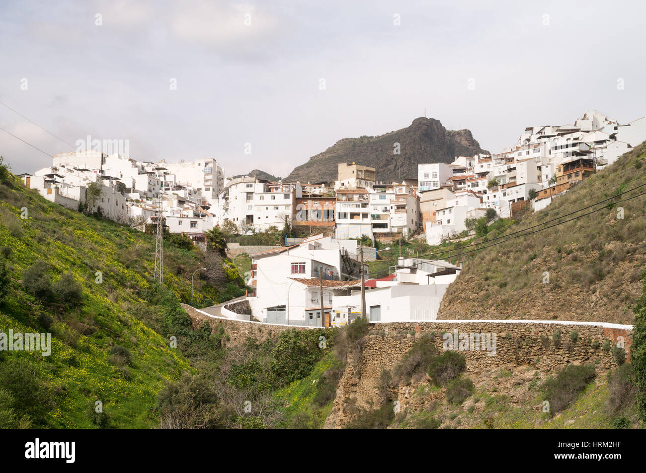 Il dipinto di bianco di villaggio o pueblo blanco, di Alora in Spagna, Europa Foto Stock