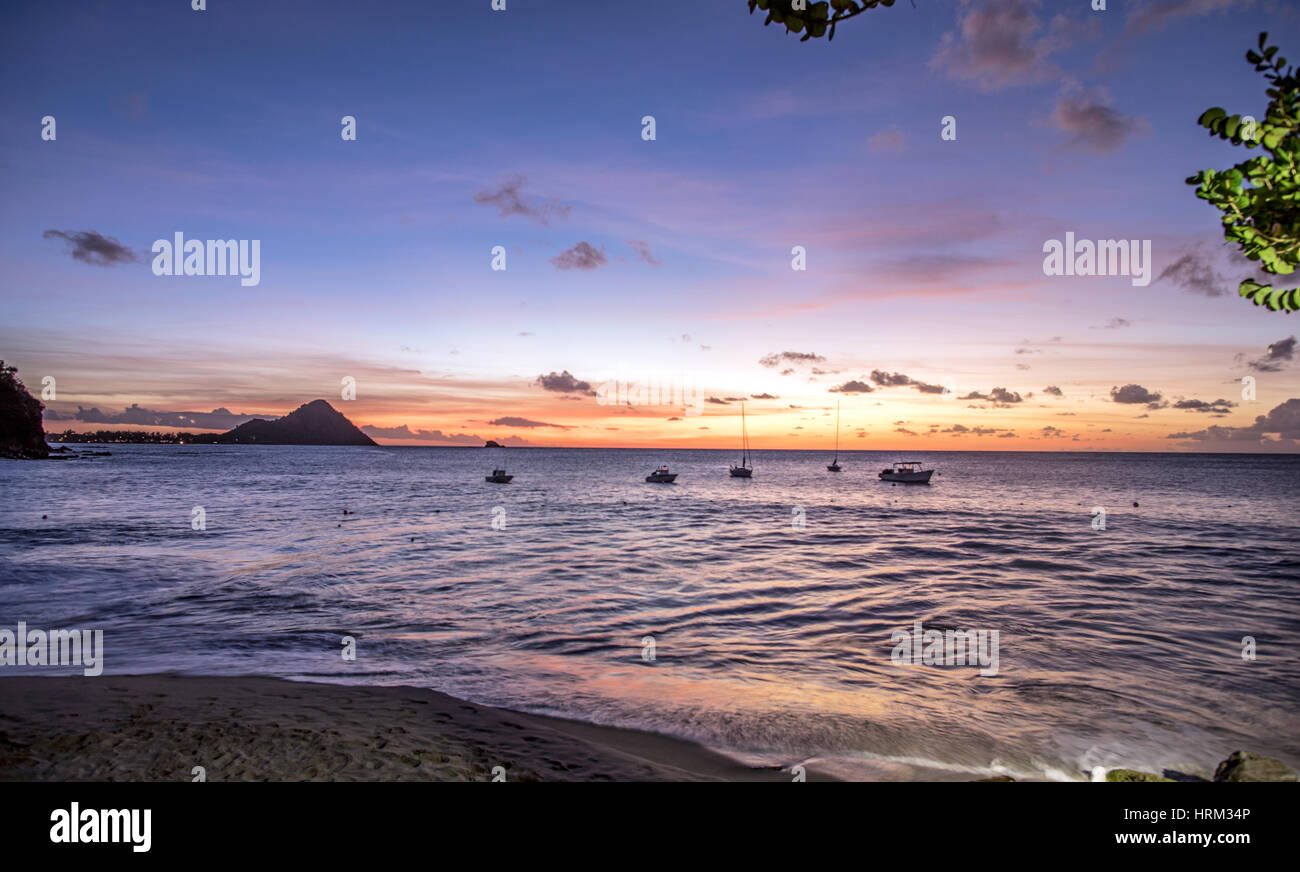 Caraibi Sunset St. Lucia Caraibi Foto Stock