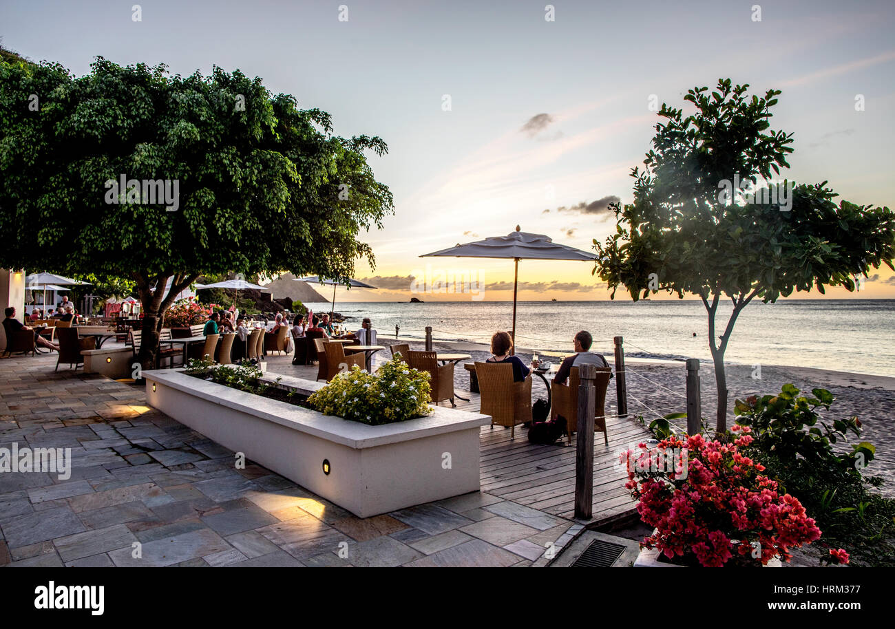 Una spiaggia a St Lucia Caribbean Foto Stock