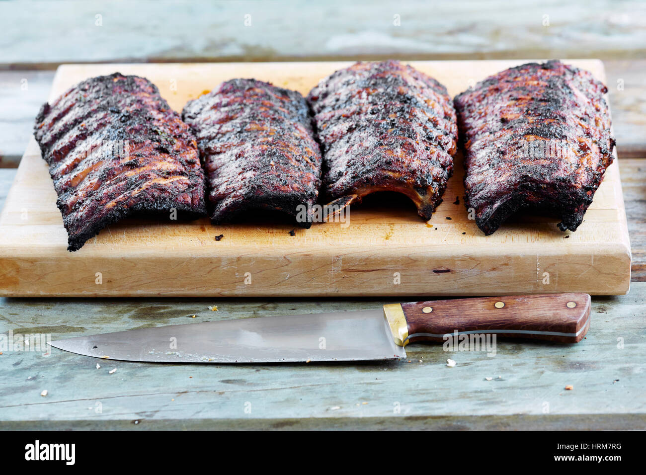 Grill barbeque marinata di costolette di maiale Foto Stock