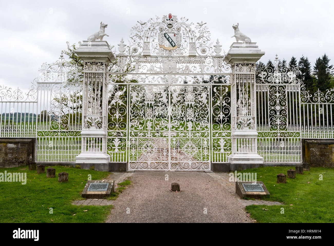 I cancelli di Chirk Castle Foto Stock
