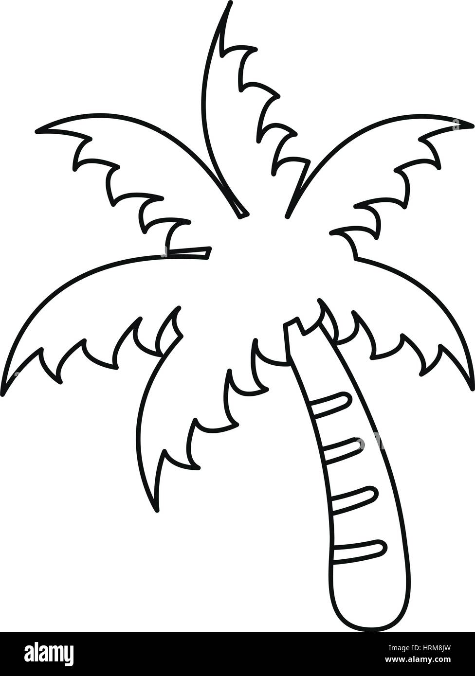 Palm Tree spiaggia simbolo linea sottile Illustrazione Vettoriale