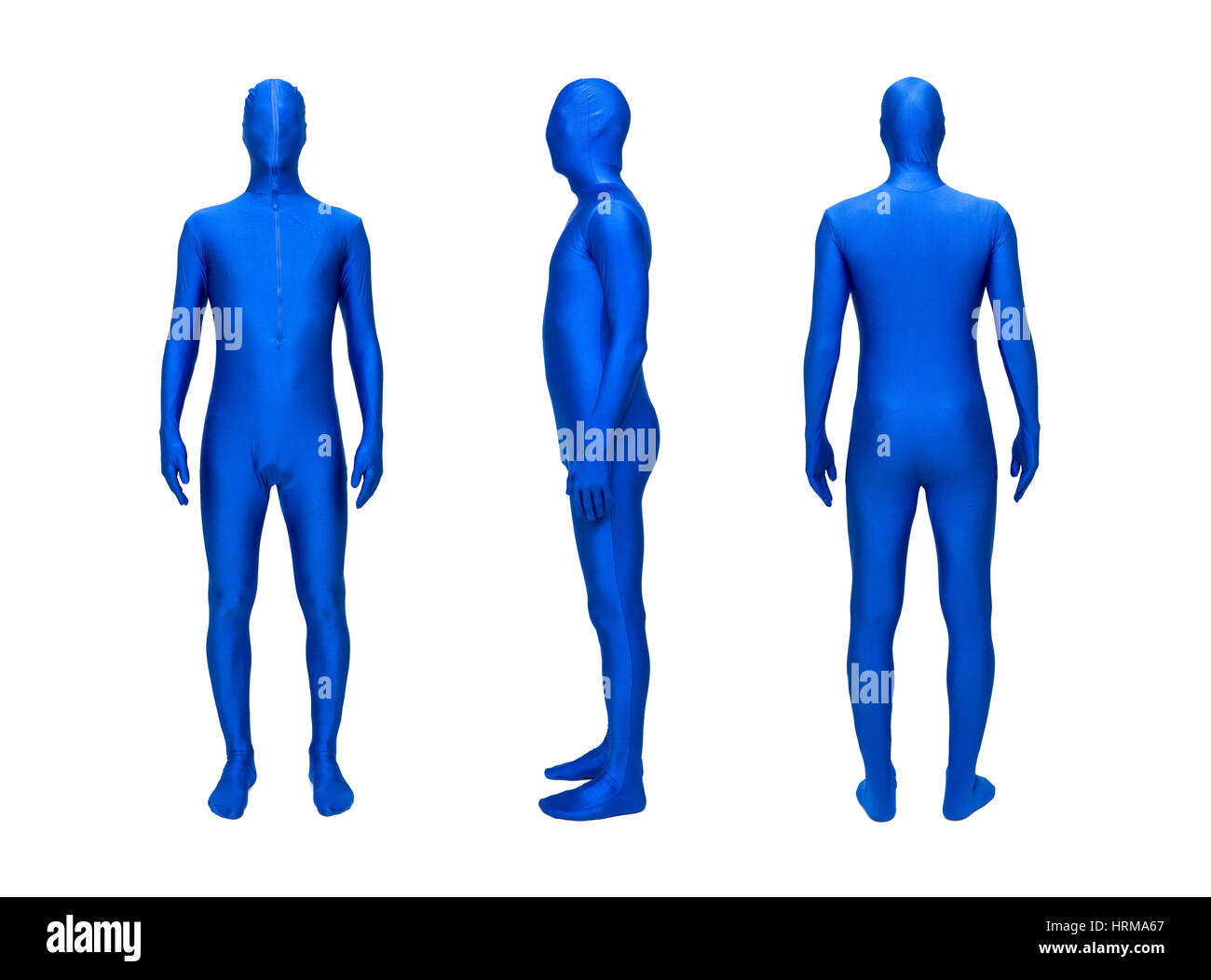 Misterioso uomo blu in morphsuit Foto Stock