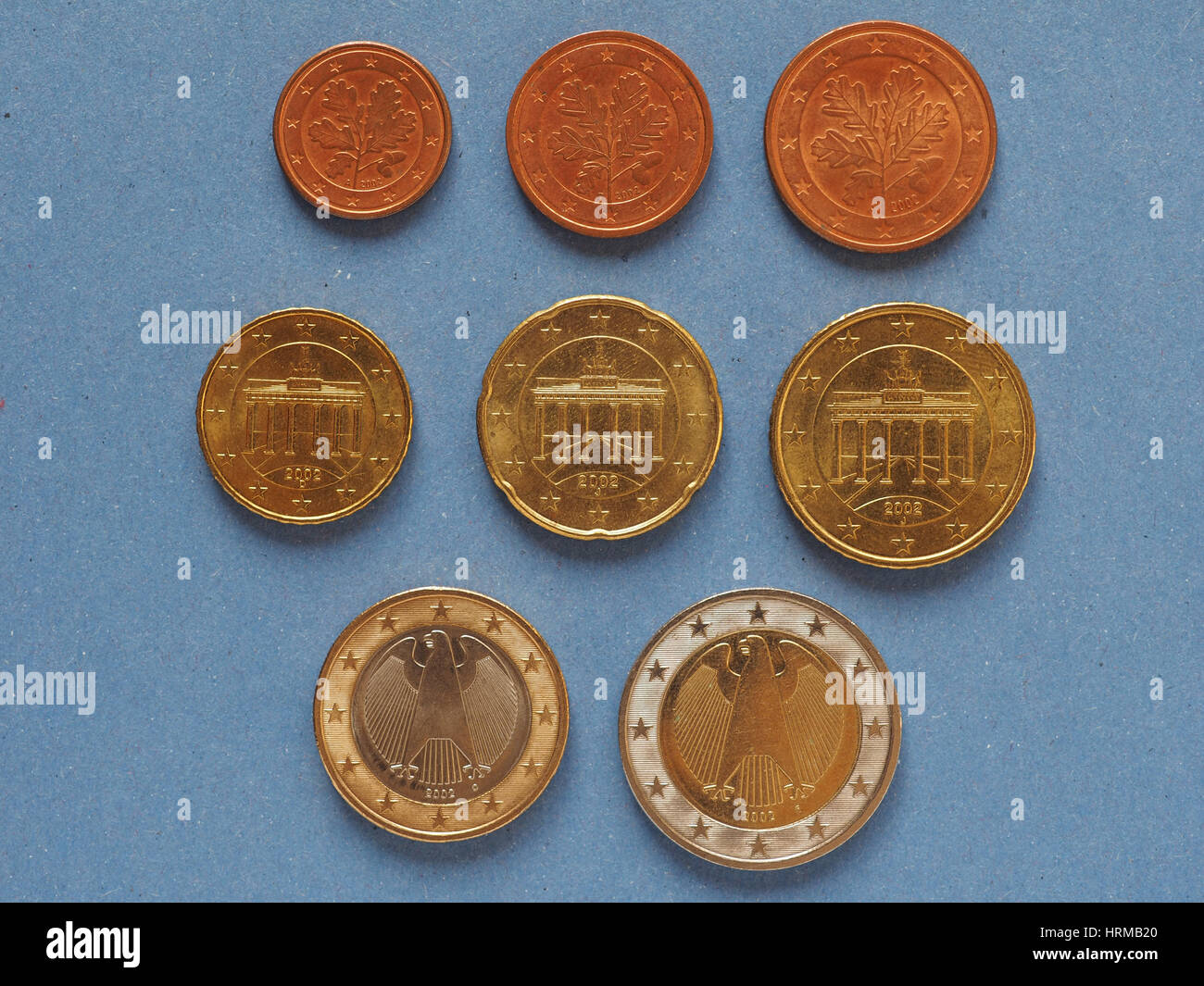Euro moneta denaro (EUR), Serie completa, valuta dell Unione Europea, Germania Foto Stock