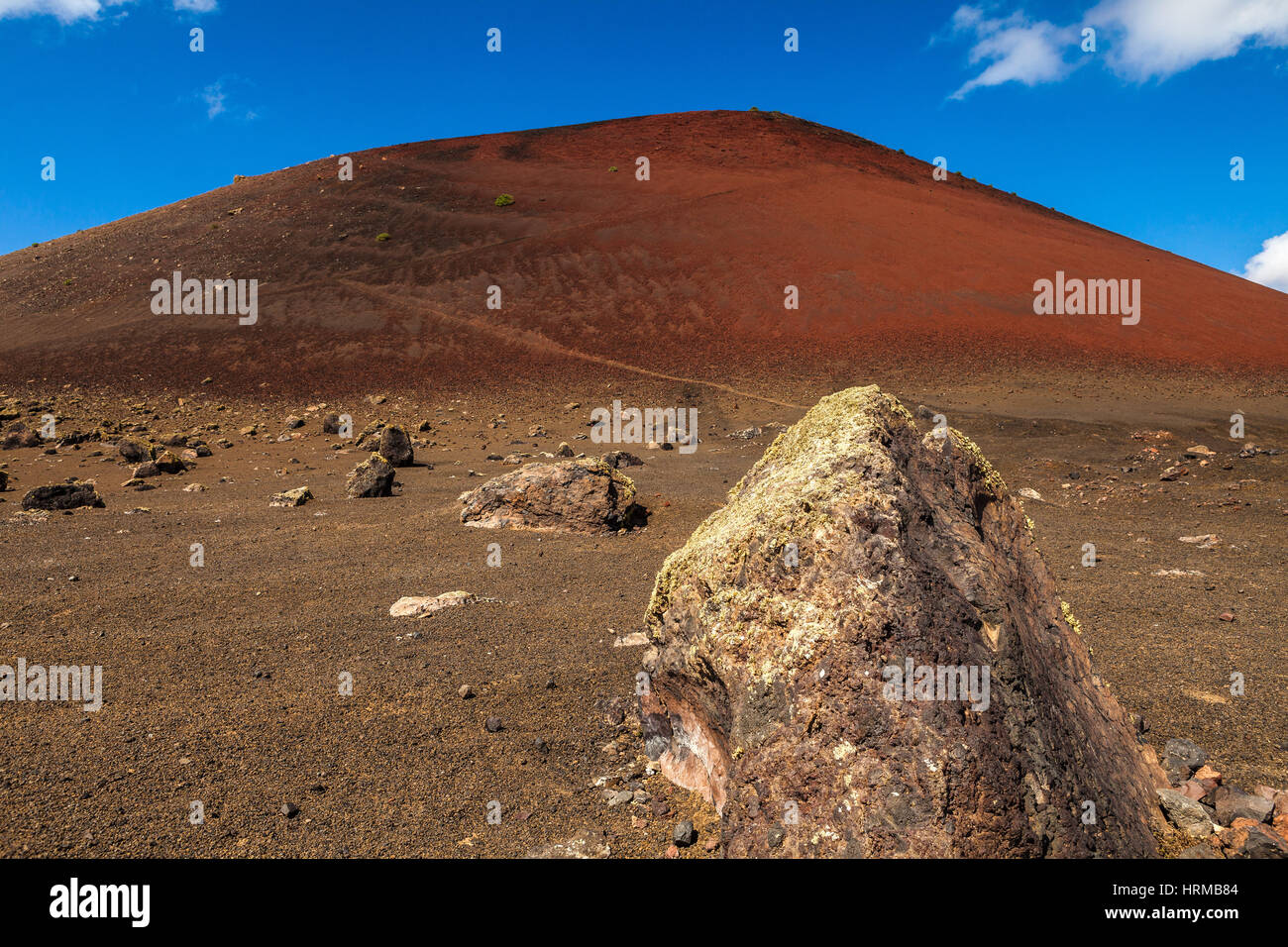 Pietra vulcanica vicino a Montana Colorada a Lanzarote, Isole Canarie, Spagna. Foto Stock