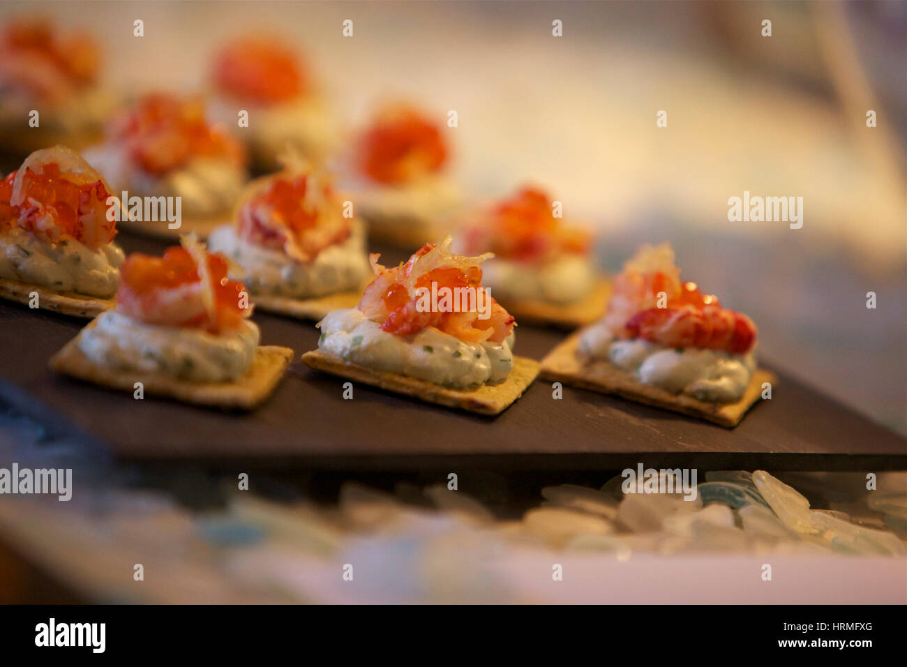 Tartine a una cena Foto Stock