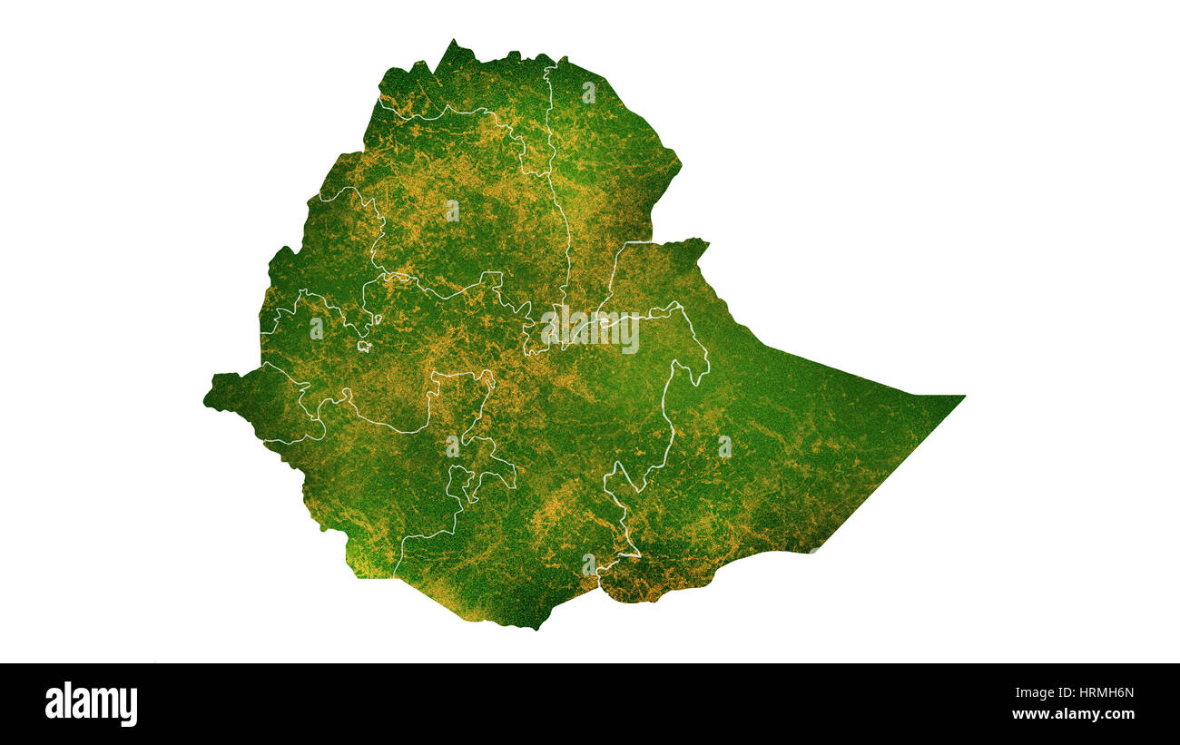 Etiopia dettagliate per paese di visualizzazione della mappa Foto Stock