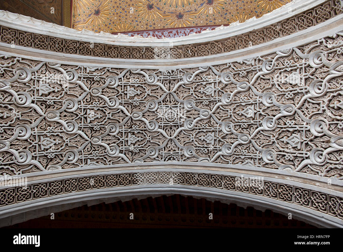La bella architettura ornati di Bahia Palace si trova a Marrakesh (Marrakech, Marocco Foto Stock