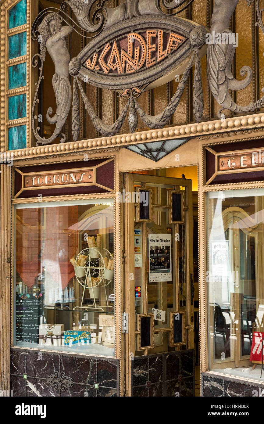 Shopfront, Barri Vell Quartiere Vecchio, Girona, Spagna Foto Stock