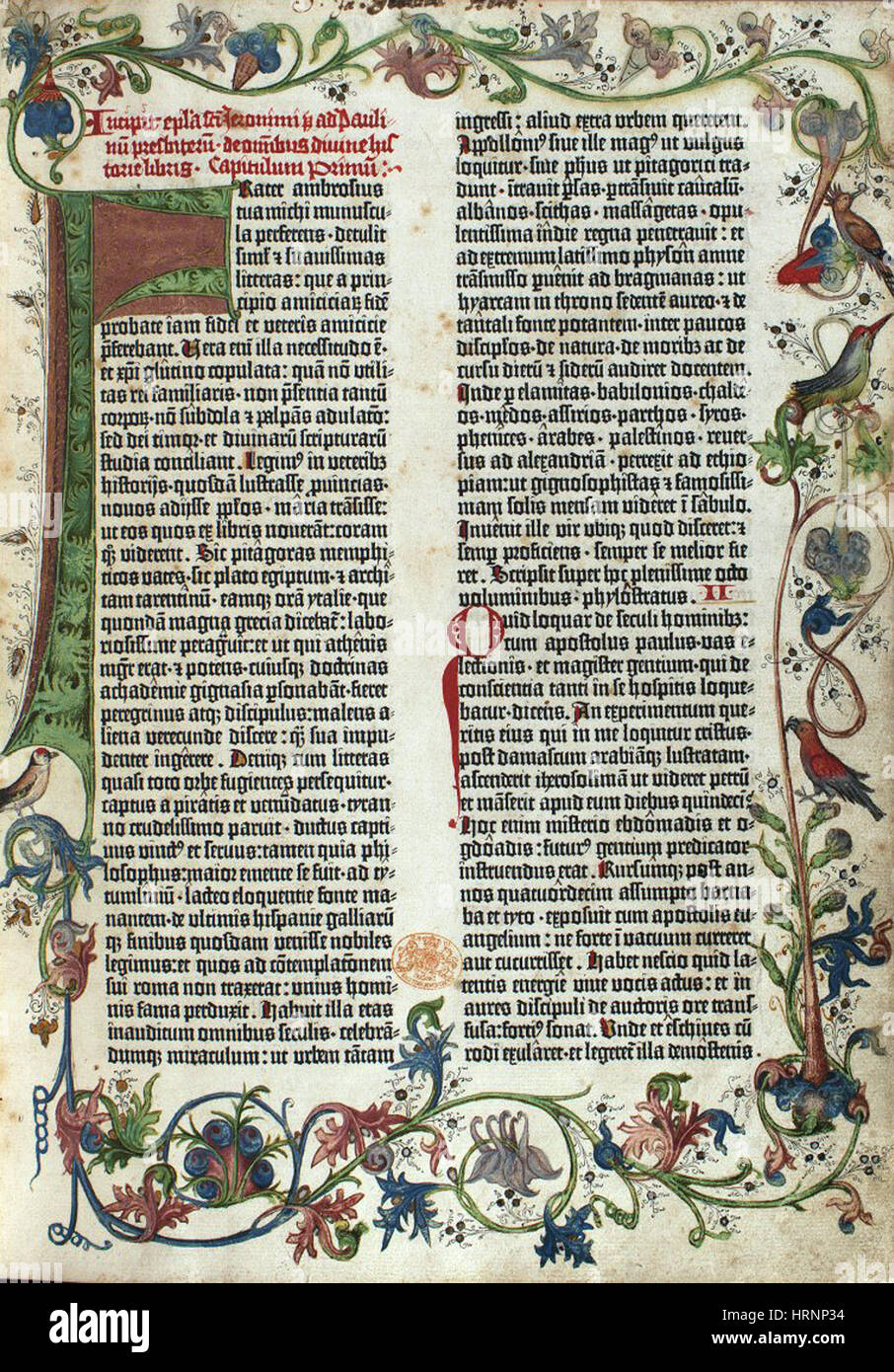 Pagina della Bibbia di Gutenberg, 1455 Foto Stock