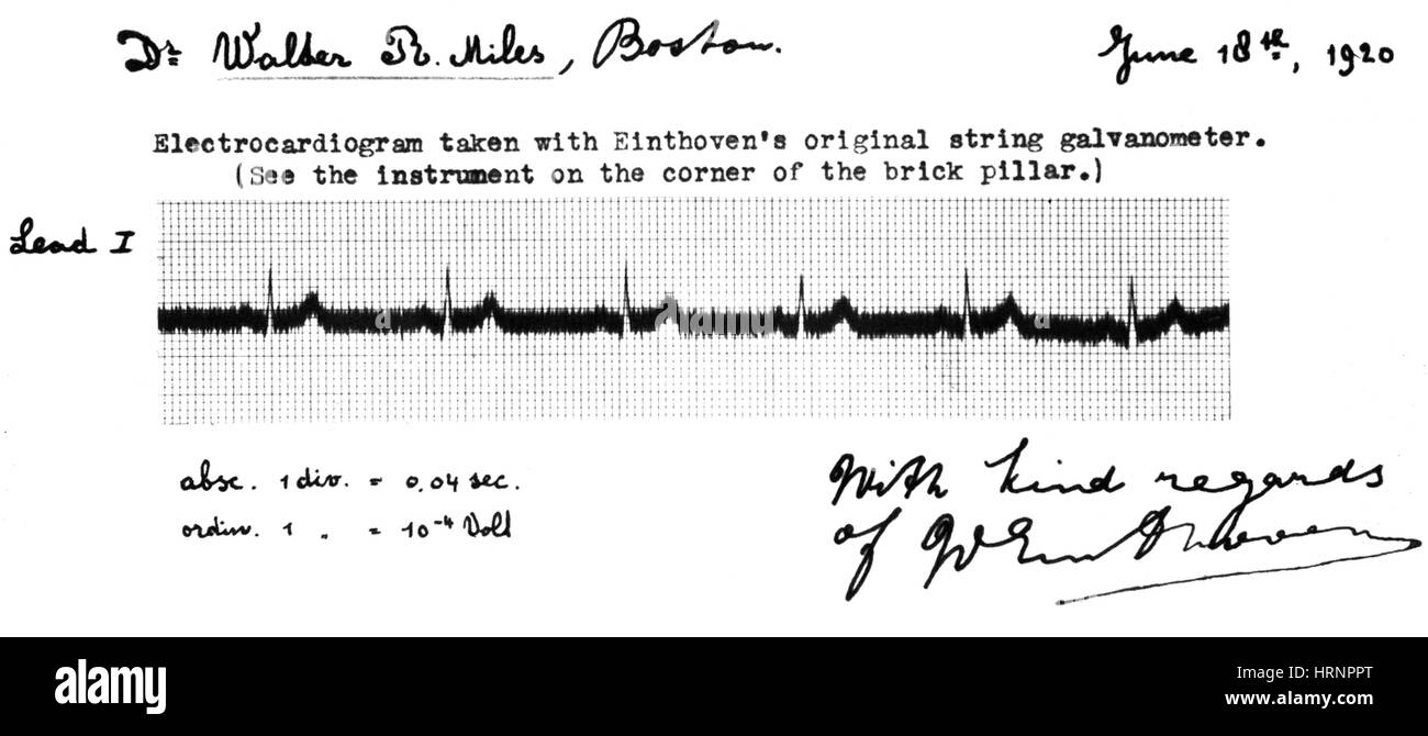 Inizio Einthoven elettrocardiogramma, 1903 Foto Stock