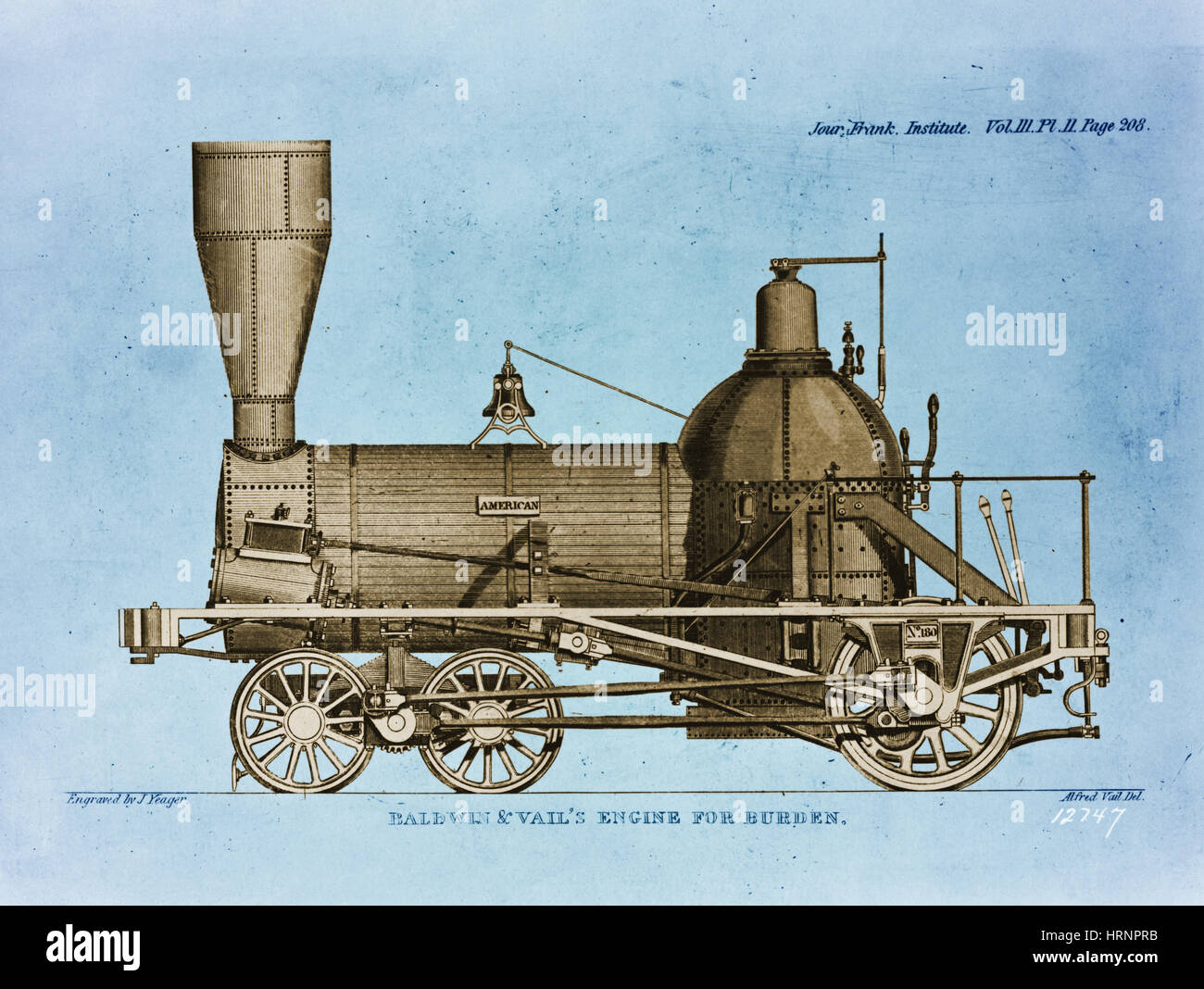 Baldwin locomotiva a vapore, 1841 Foto Stock