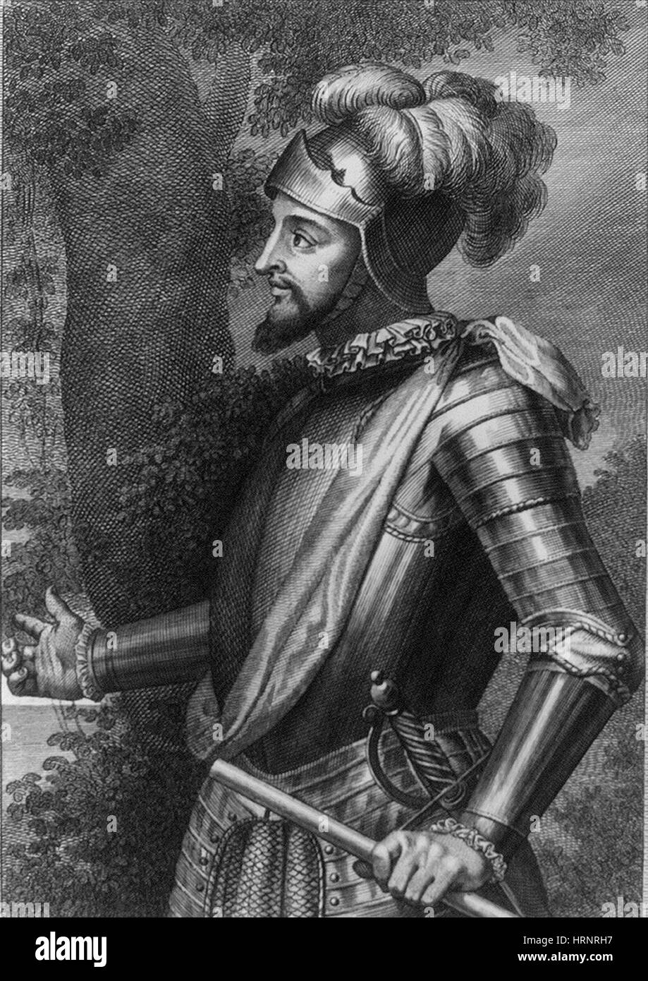 Vasco NÌ¼Ì±ez de Balboa, il conquistador spagnolo Foto Stock