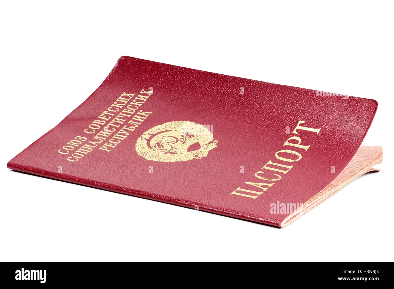 Passaporto sovietico isolato su sfondo bianco Foto Stock