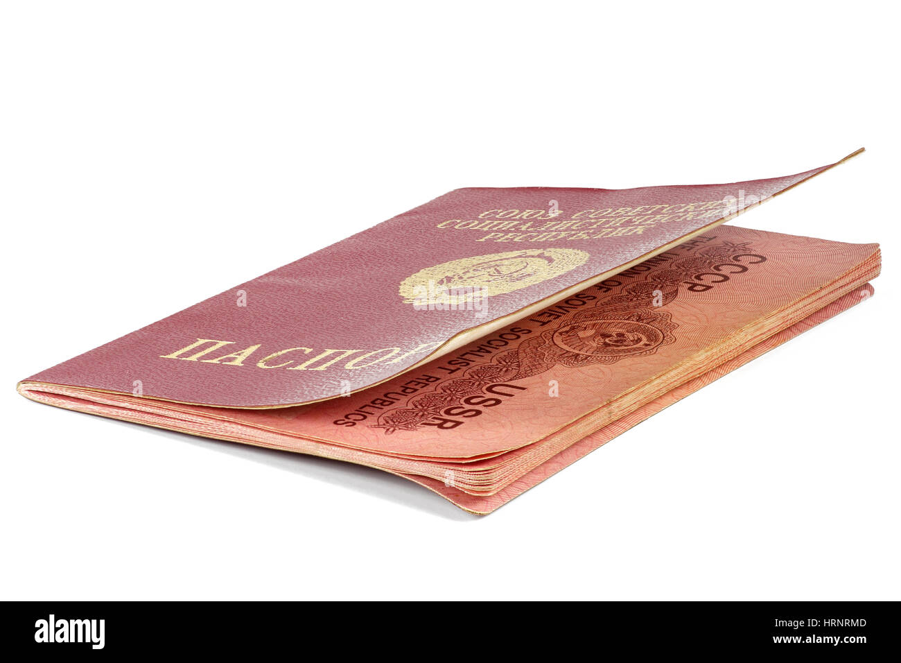 Passaporto sovietico isolato su sfondo bianco Foto Stock