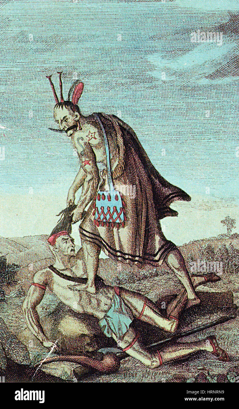 Iroquois Warrior disgregazione nemico, 1814 Foto Stock