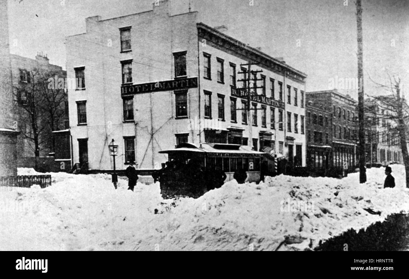 NYC, la grande Blizzard, 1888 Foto Stock
