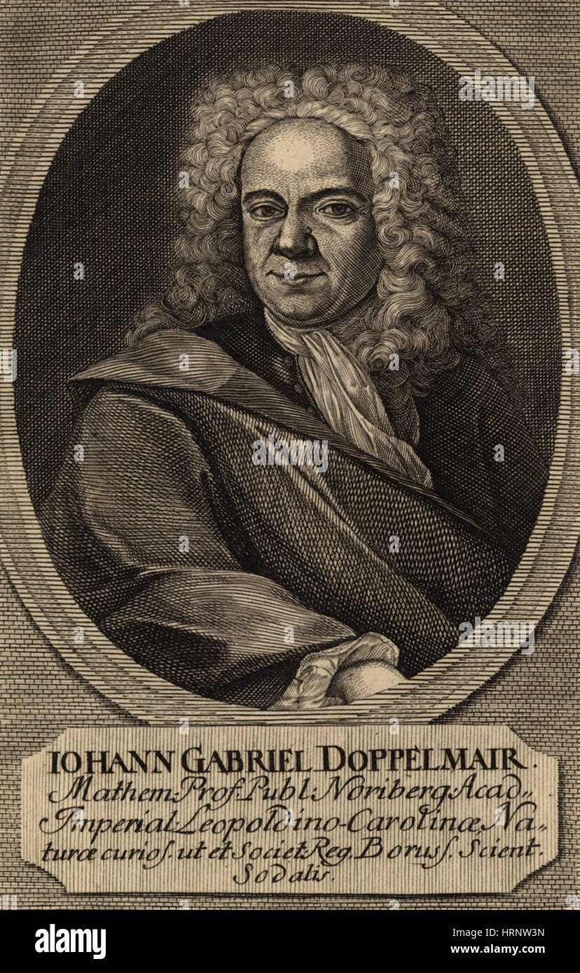 Johann Doppelmayr, matematico tedesco Foto Stock